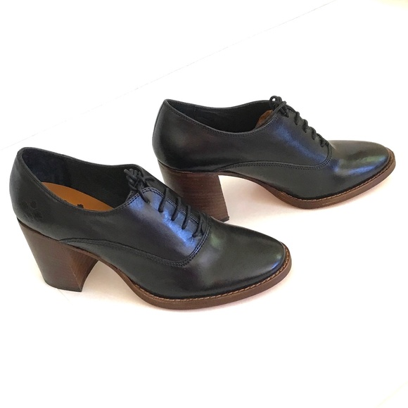 PATRICIA NASH Anna Leather Oxford Block Heel Shoe Black Ankle Booties Size 7.5